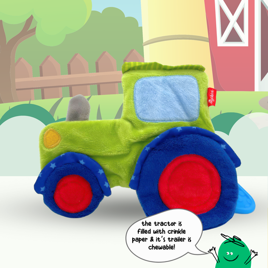 Tractor Crinkle & Teething Baby Toy