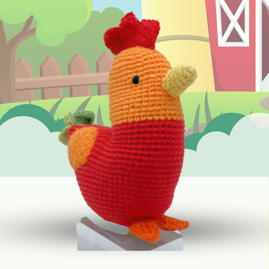 Hand-Knitted Rattling Rooster