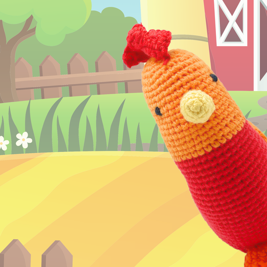 Hand-Knitted Rattling Rooster